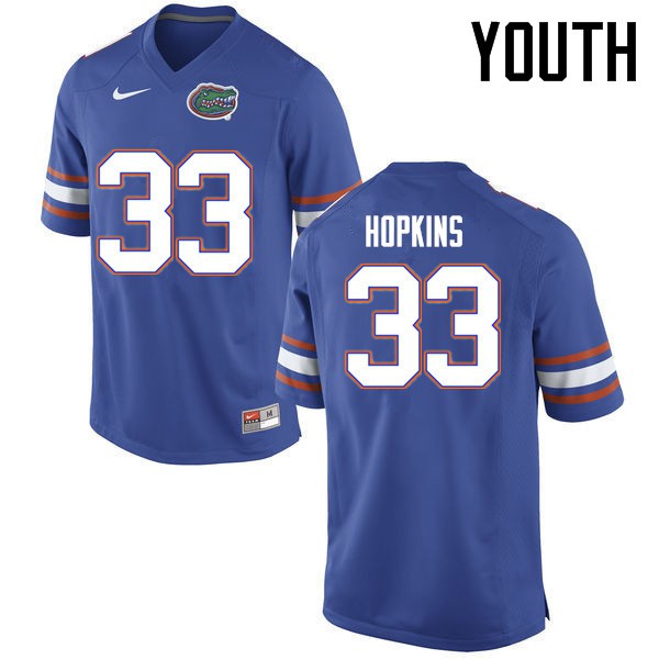 Florida Gators Youth #33 Tyriek Hopkins College Football Jersey Blue